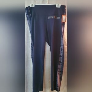 NWT Maurices inMOTION 7/8  Leggings Plus Size 1, bluish purple w/ tie dye sides